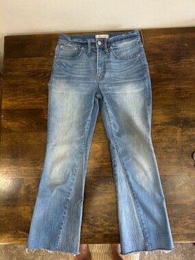 Madewell Cali Demi Boot Jeans Women's 27 Lt Med Wash Raw Hem